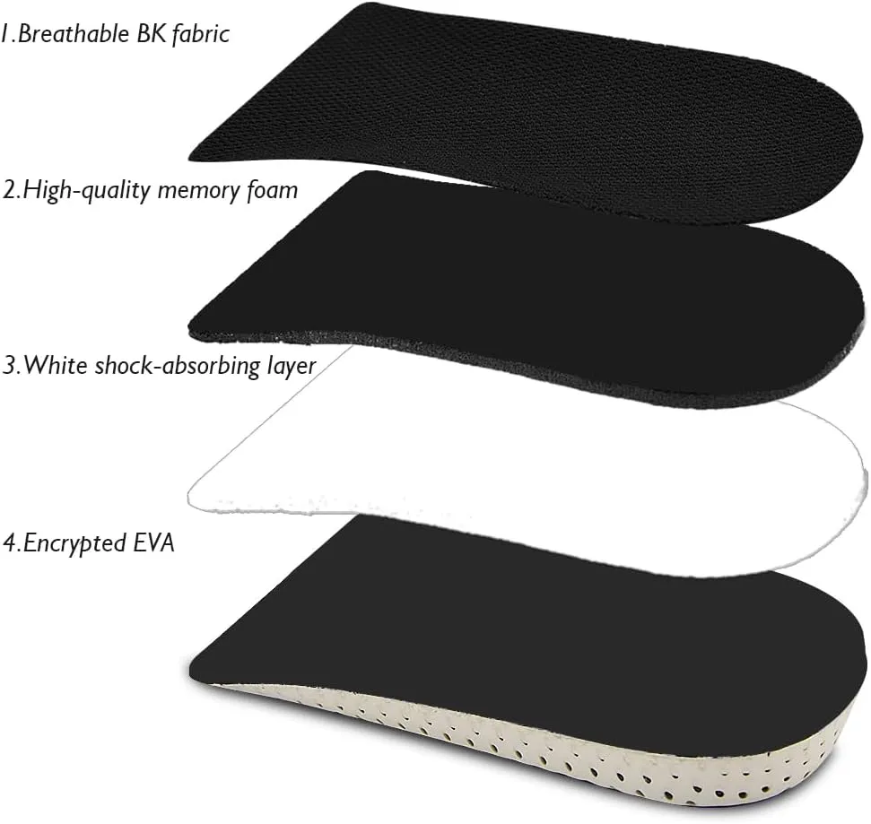 1 Pair eva Breathable Memory Foam Height Increase Insole Invisible Increased Heel Lifting Inserts Shoe Lifts Shoe Pads Elevator Insoles for Men WomenHalfHalf Pad-4CM