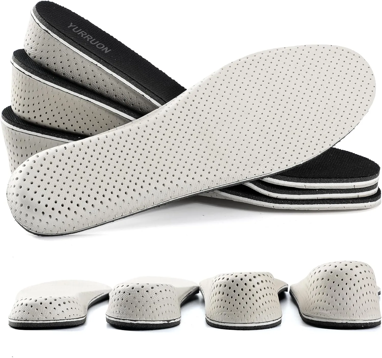 1Pair Memory Foam Invisible Height Increasing Insoles Soft Breathable Heel Lifting Inserts Pain Relief Heel Lift Height Booster for Unisex Men Women