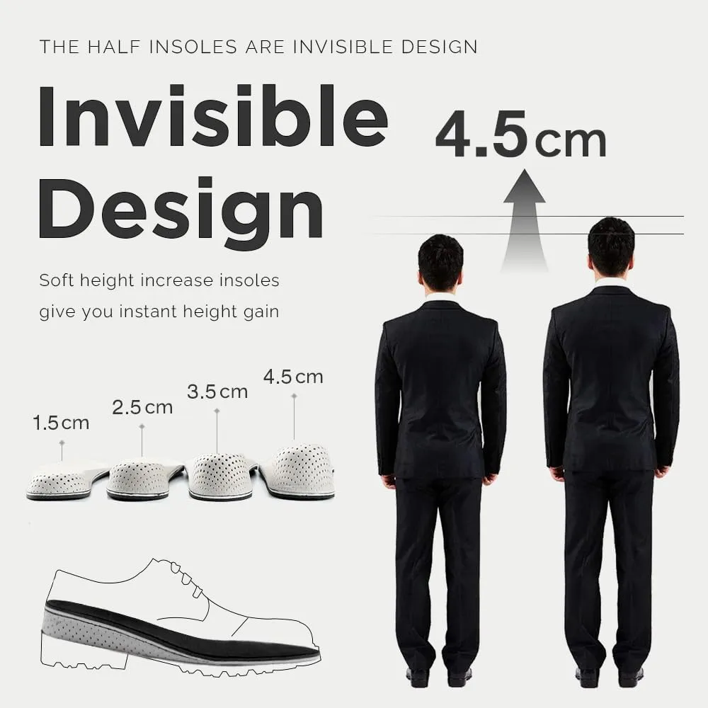 1Pair Memory Foam Invisible Height Increasing Insoles Soft Breathable Heel Lifting Inserts Pain Relief Heel Lift Height Booster for Unisex Men Women