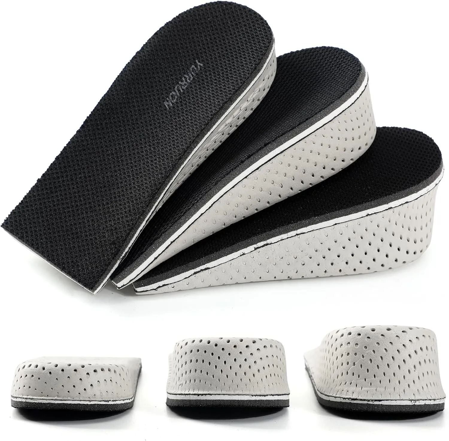 1Pair Memory Foam Invisible Height Increasing Insoles Soft Breathable Heel Lifting Inserts Pain Relief Heel Lift Height Booster for Unisex Men Women