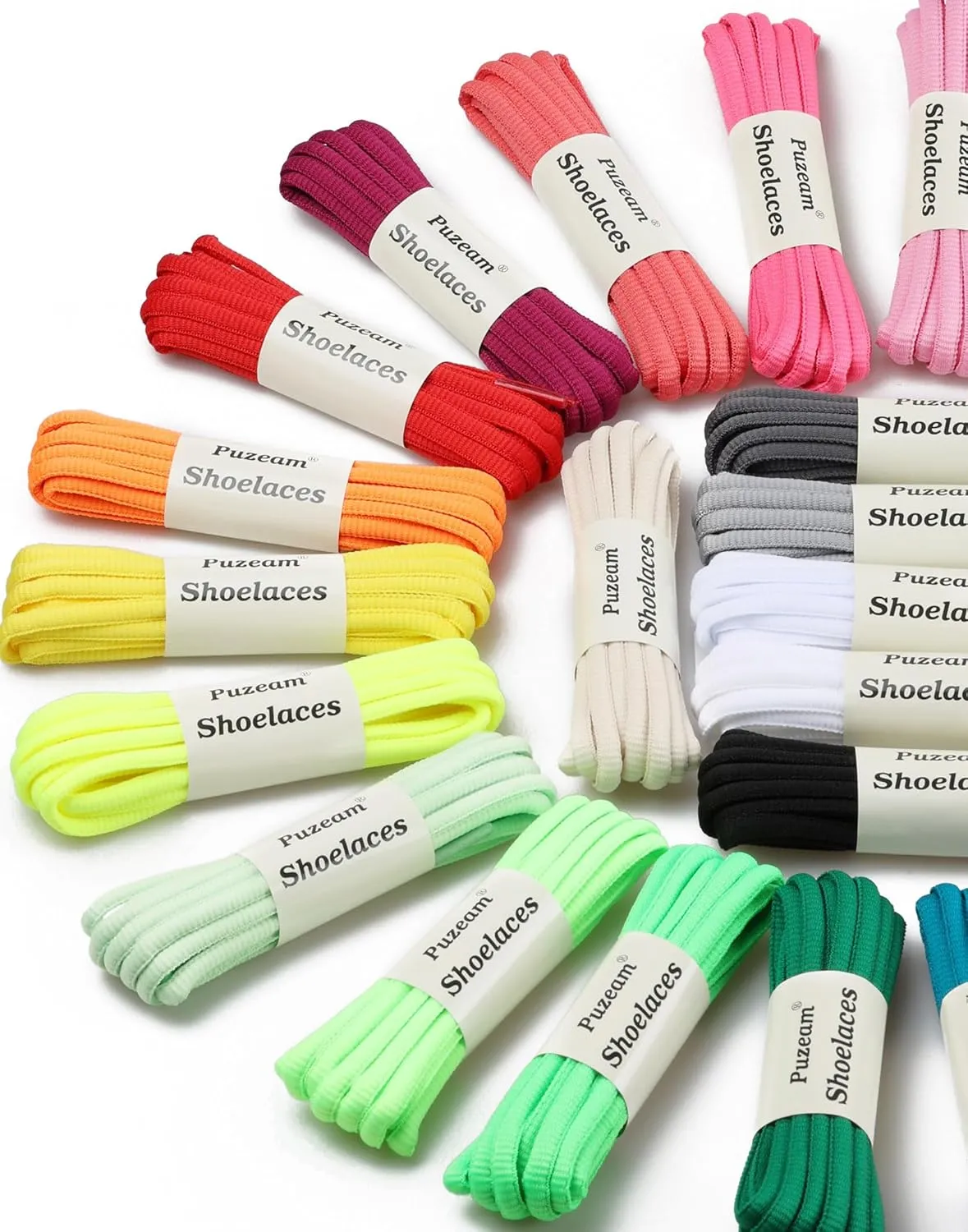 2 Pairs Oval Athletic Shoelaces 30 Colors 1/4" Half Round Shoe Laces for Sneakers