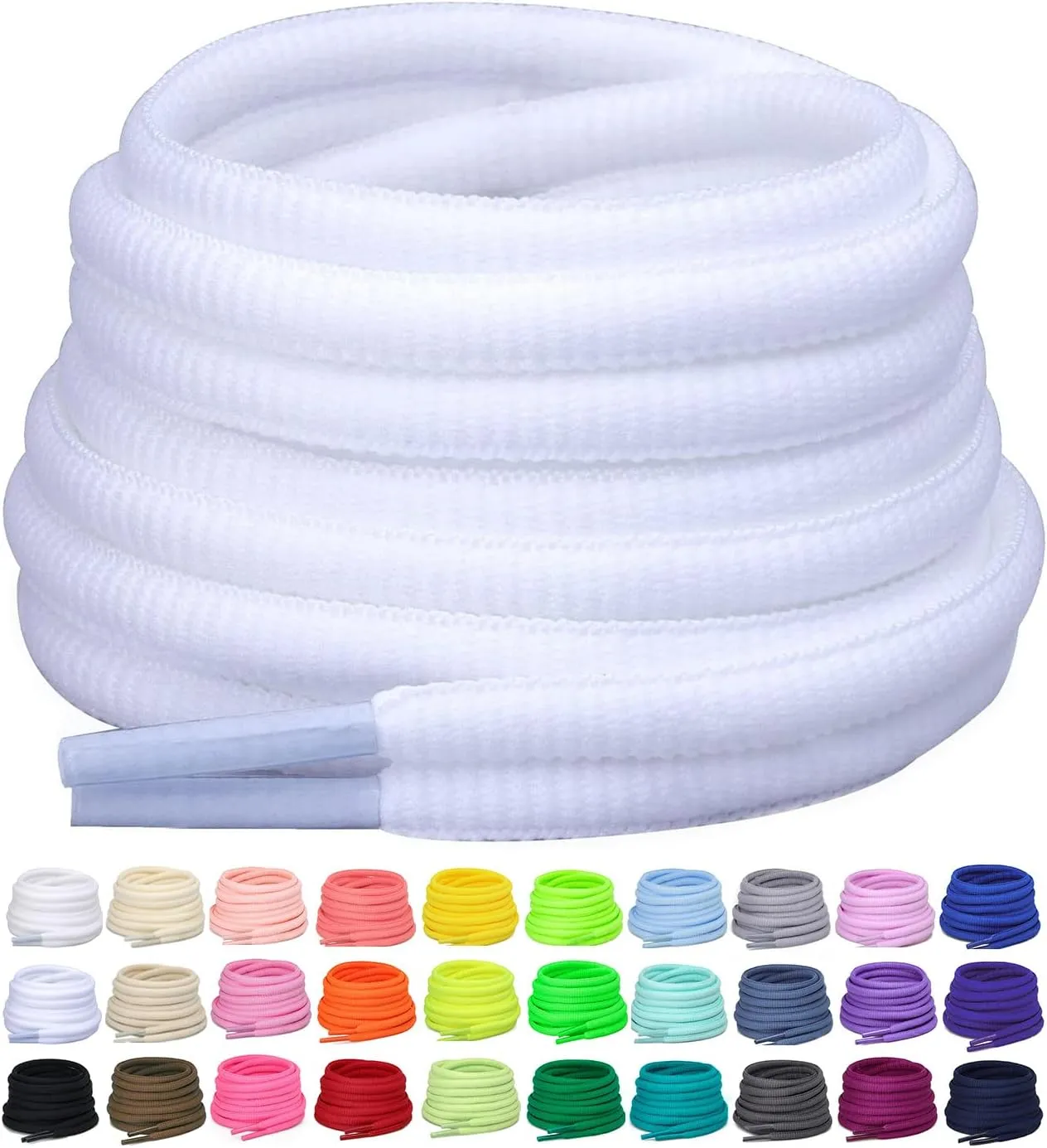 2 Pairs Oval Athletic Shoelaces 30 Colors 1/4" Half Round Shoe Laces for Sneakers