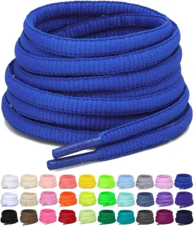 2 Pairs Oval Athletic Shoelaces 30 Colors 1/4" Half Round Shoe Laces for Sneakers