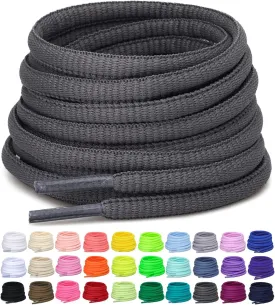 2 Pairs Oval Athletic Shoelaces 30 Colors 1/4" Half Round Shoe Laces for Sneakers
