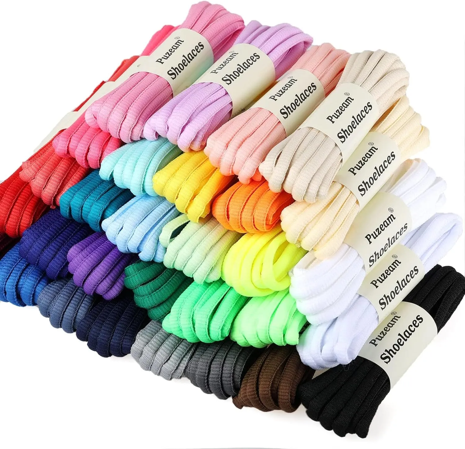 2 Pairs Oval Athletic Shoelaces 30 Colors 1/4" Half Round Shoe Laces for Sneakers