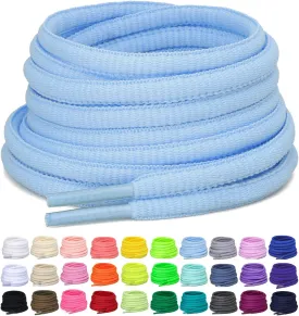 2 Pairs Oval Athletic Shoelaces 30 Colors 1/4" Half Round Shoe Laces for Sneakers
