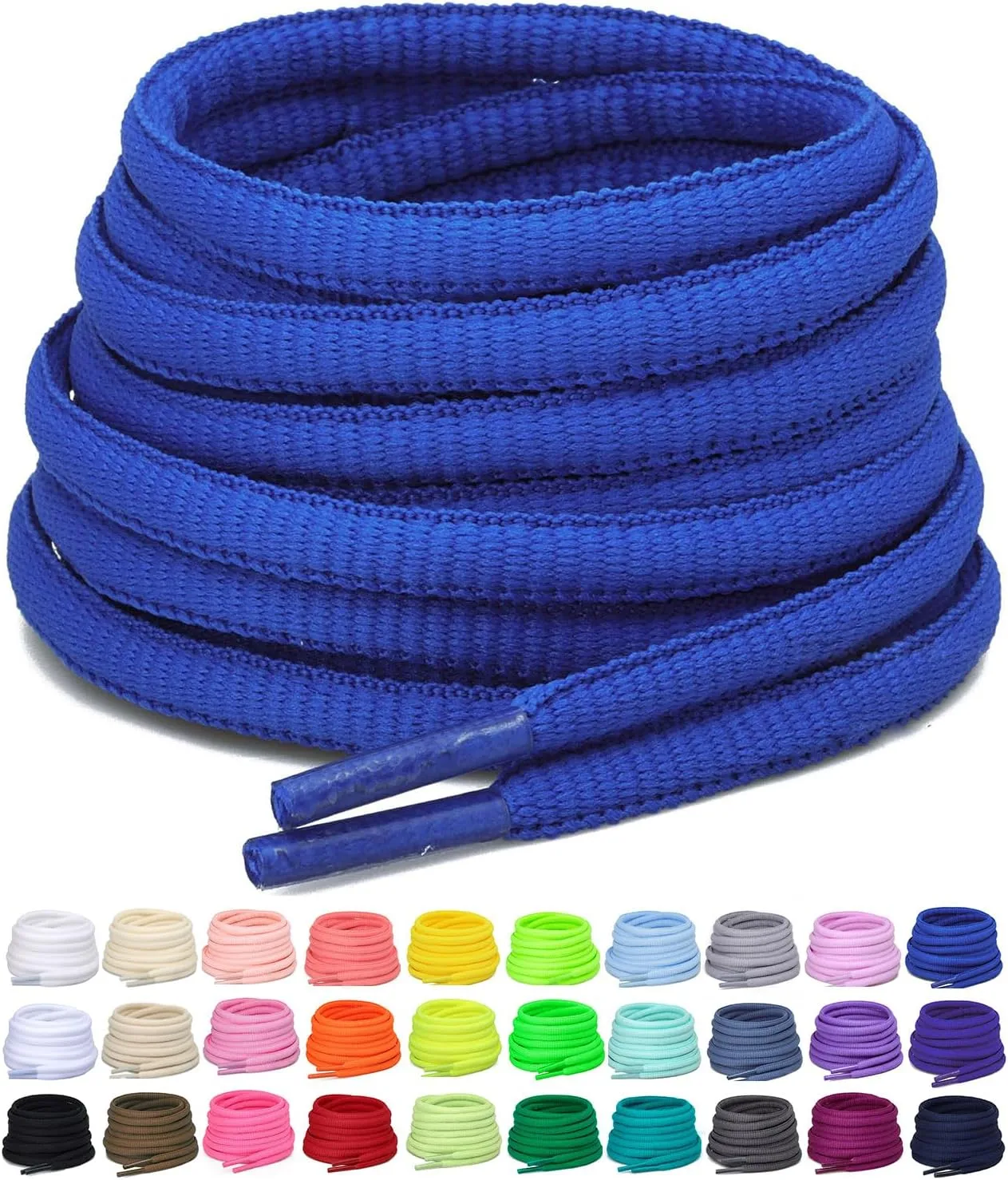 2 Pairs Oval Athletic Shoelaces 30 Colors 1/4" Half Round Shoe Laces for Sneakers