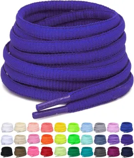 2 Pairs Oval Athletic Shoelaces 30 Colors 1/4" Half Round Shoe Laces for Sneakers