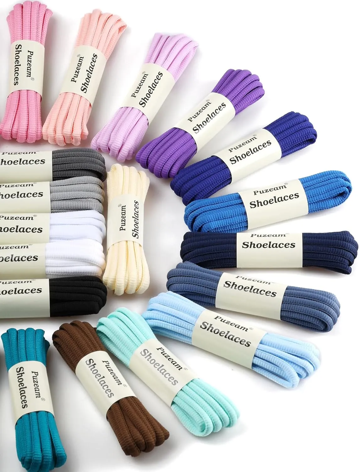 2 Pairs Oval Athletic Shoelaces 30 Colors 1/4" Half Round Shoe Laces for Sneakers