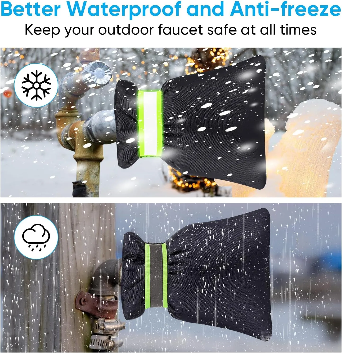 2Pack Outdoor Faucet Covers for Winter - Pro 6.7" W x 8.3" H Outdoor Water Faucet Cover Socks for Winter Freeze Protection Pipe Insulation Reusable Waterproof Insulated Spigot backflow Cover,Black