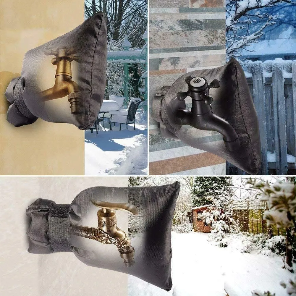 2Pack Outdoor Faucet Covers for Winter - Pro 6.7" W x 8.3" H Outdoor Water Faucet Cover Socks for Winter Freeze Protection Pipe Insulation Reusable Waterproof Insulated Spigot backflow Cover,Black