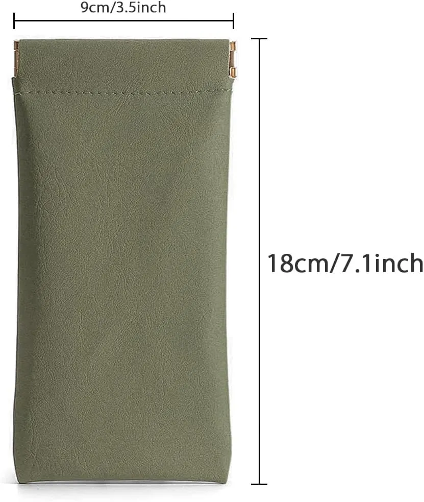3 Pack Leather Eyeglasses Cases PU Soft Sunglasses Pouch Squeeze Top Portable Glasses Cases for Men Women