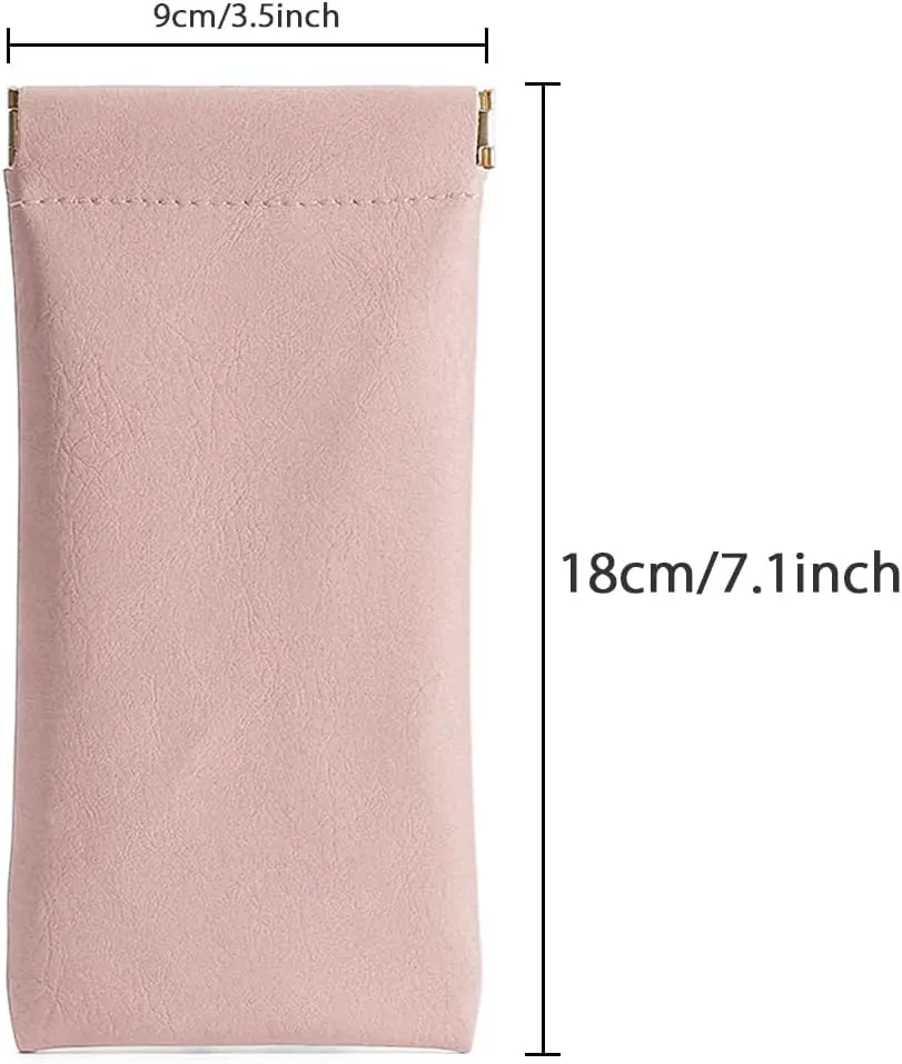 3 Pack Leather Eyeglasses Cases PU Soft Sunglasses Pouch Squeeze Top Portable Glasses Cases for Men Women