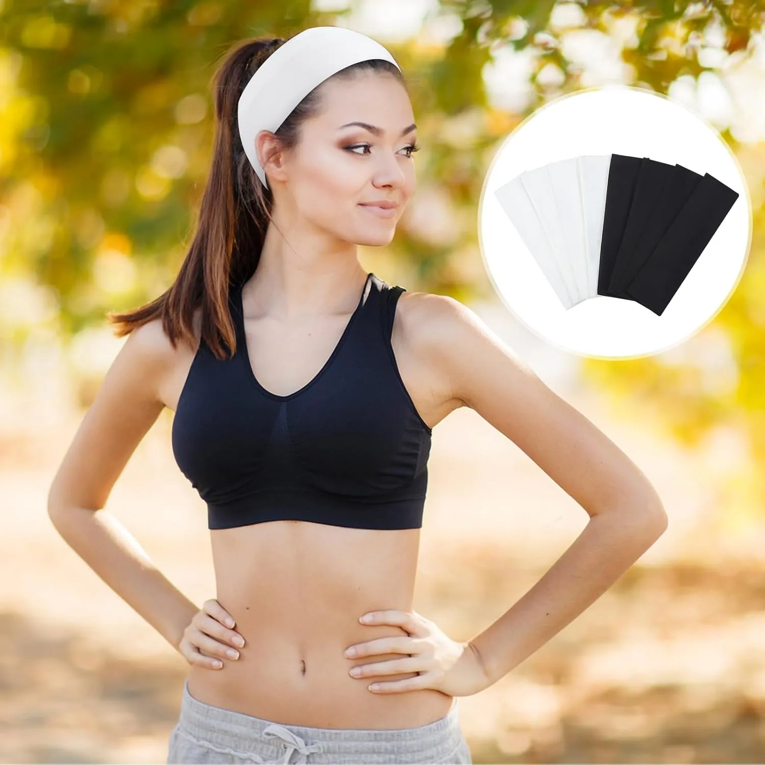 8 Pack Sport Headbands for Women, Elastic Soft Fabric Non-Slip Hair Bands Hair Warp for Daily Workout Yoga Running Sports, Combo 9