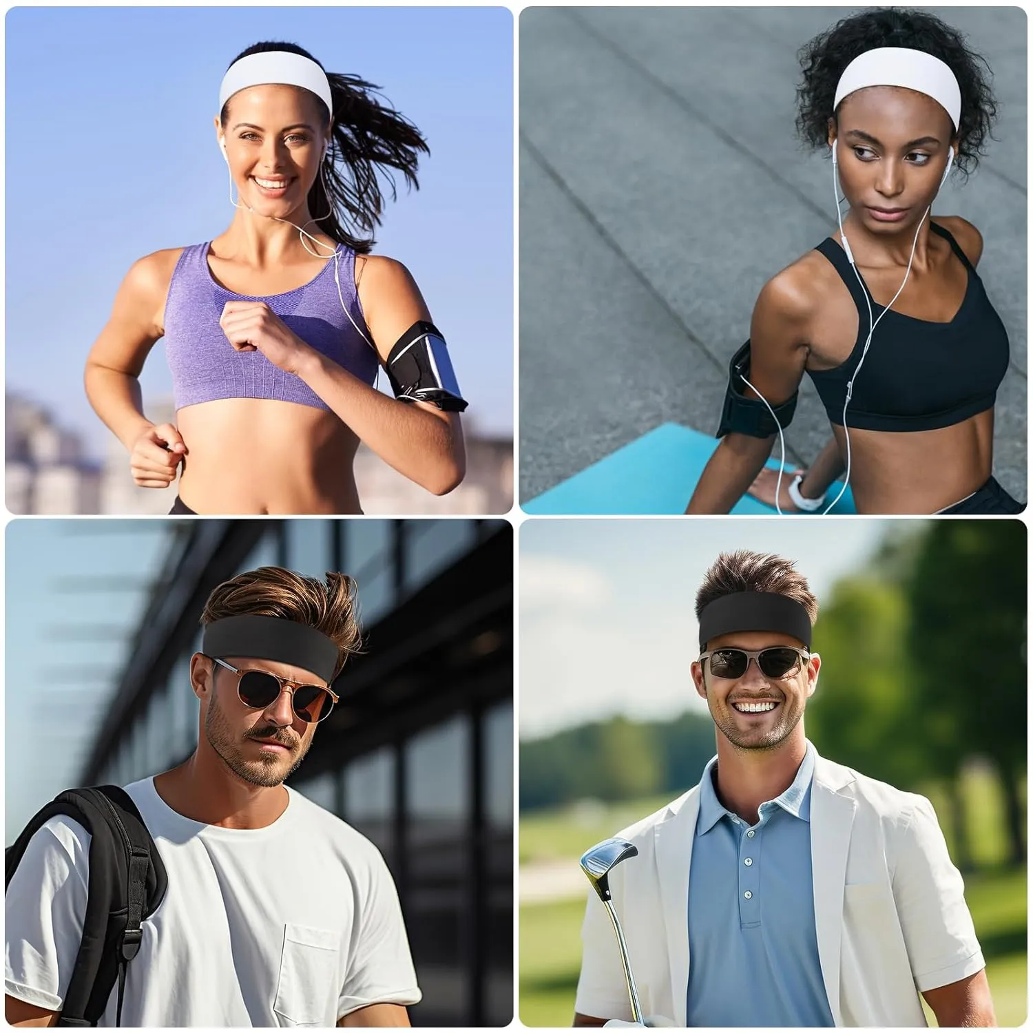 8 Pack Sport Headbands for Women, Elastic Soft Fabric Non-Slip Hair Bands Hair Warp for Daily Workout Yoga Running Sports, Combo 9