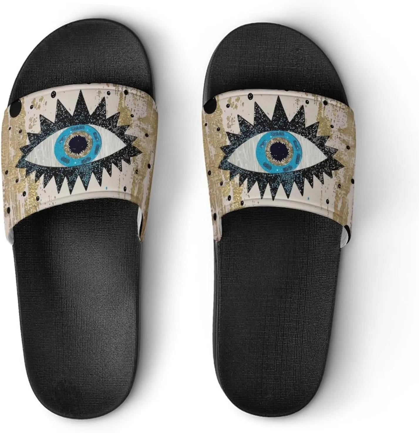 Abstract Evil Eye Slippers Shower Slipper In-Door Slipper Quick Drying Non-Slip Bathroom Pool Woman Man PVC