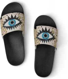 Abstract Evil Eye Slippers Shower Slipper In-Door Slipper Quick Drying Non-Slip Bathroom Pool Woman Man PVC