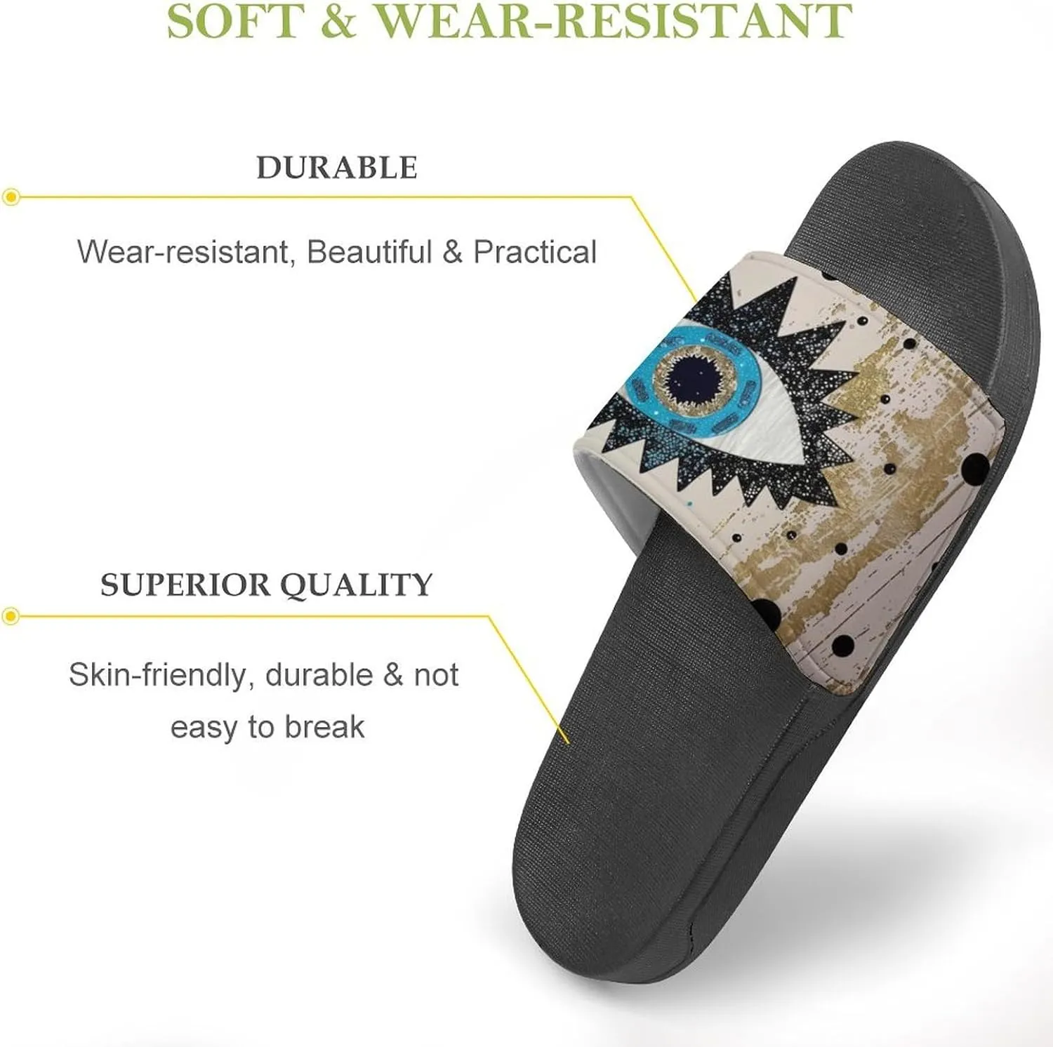 Abstract Evil Eye Slippers Shower Slipper In-Door Slipper Quick Drying Non-Slip Bathroom Pool Woman Man PVC
