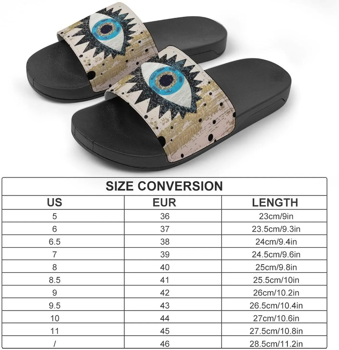 Abstract Evil Eye Slippers Shower Slipper In-Door Slipper Quick Drying Non-Slip Bathroom Pool Woman Man PVC