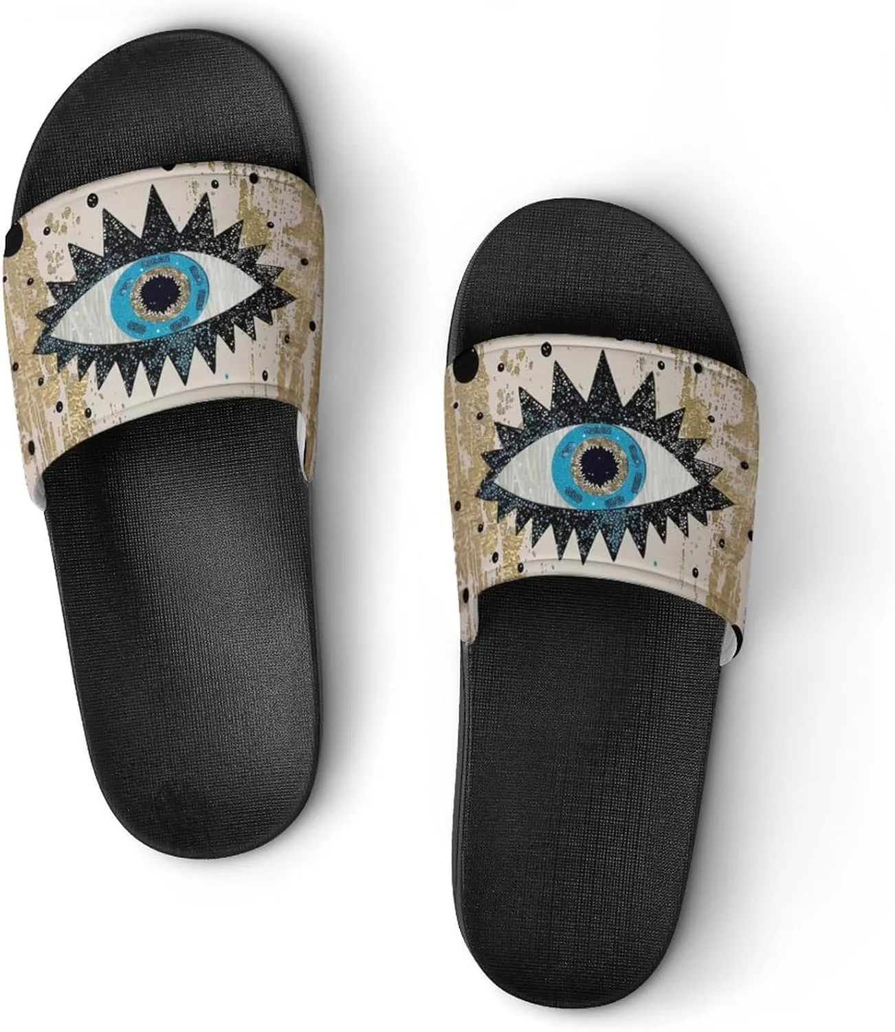 Abstract Evil Eye Slippers Shower Slipper In-Door Slipper Quick Drying Non-Slip Bathroom Pool Woman Man PVC