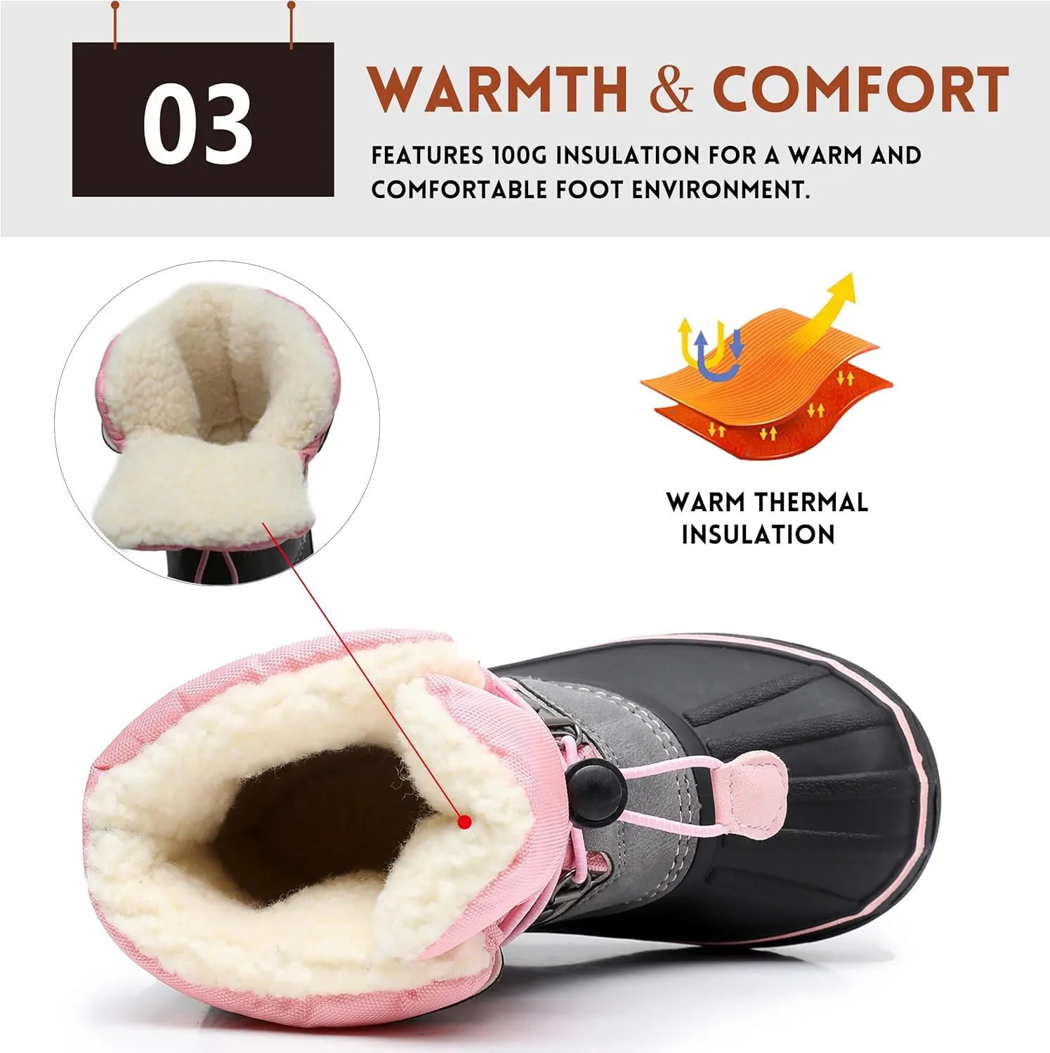 Ahannie Kids Boys Girls Winter Duck Boot, Youth Outdoor Two Tone Fashion Waterproof Rain Boot (Toddler/Little Kid/Big Kid)