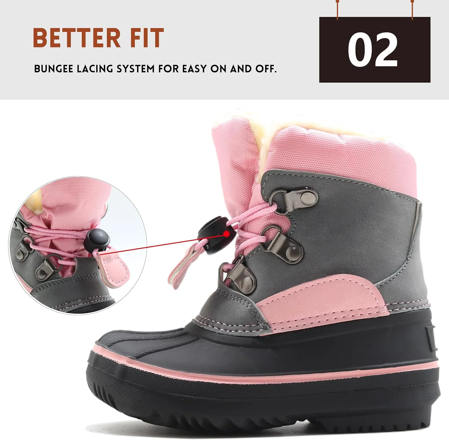 Ahannie Kids Boys Girls Winter Duck Boot, Youth Outdoor Two Tone Fashion Waterproof Rain Boot (Toddler/Little Kid/Big Kid)