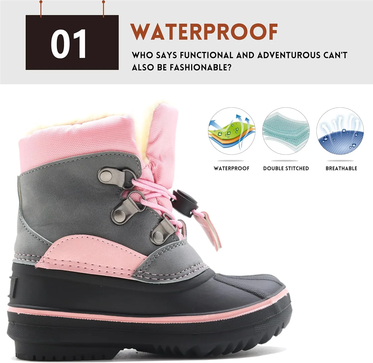 Ahannie Kids Boys Girls Winter Duck Boot, Youth Outdoor Two Tone Fashion Waterproof Rain Boot (Toddler/Little Kid/Big Kid)