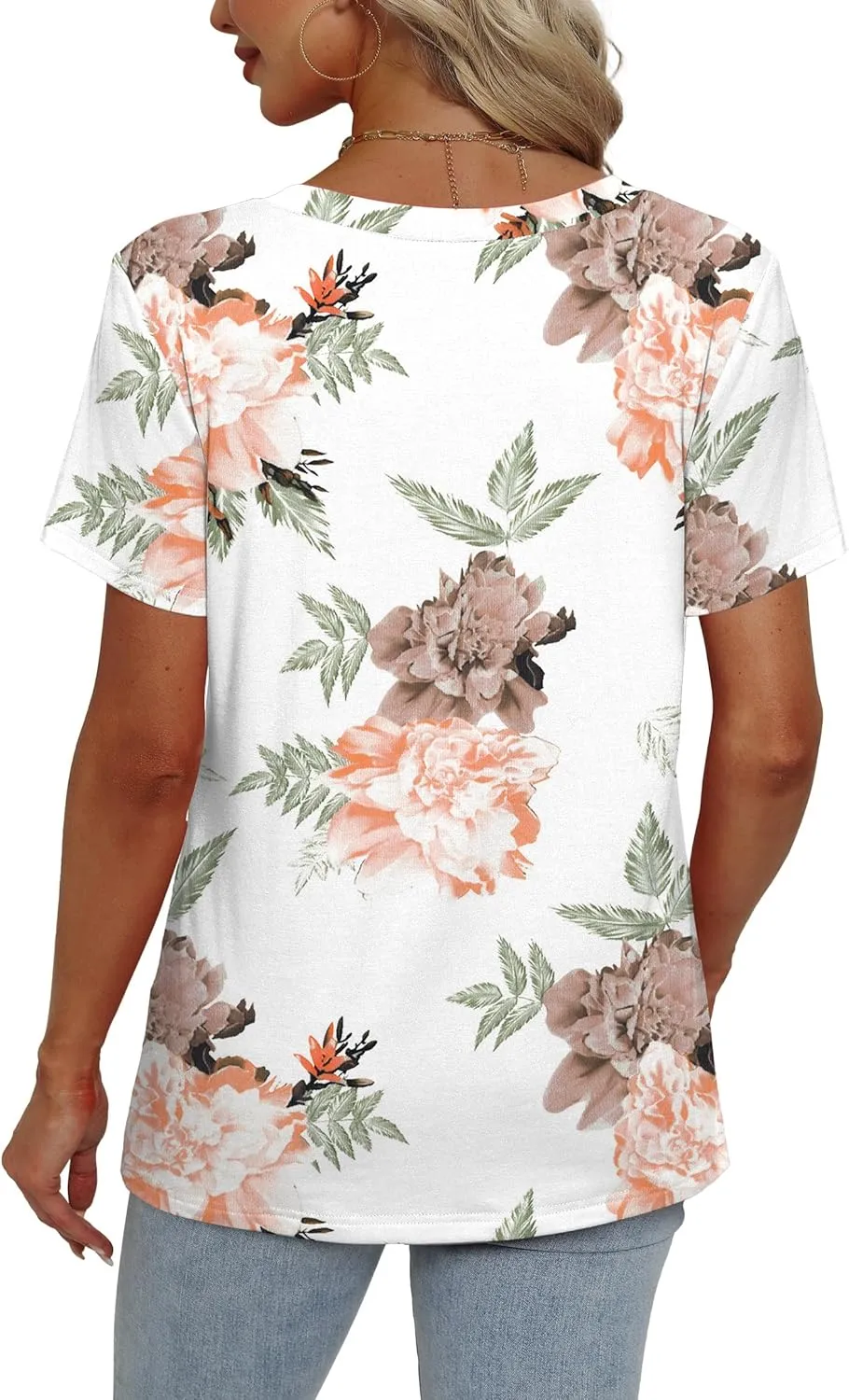 Alaroo Womens Summer Tops 2025 V Neck Short Sleeve Shirts Trendy Dressy Casual Vacation Outfits Printed
