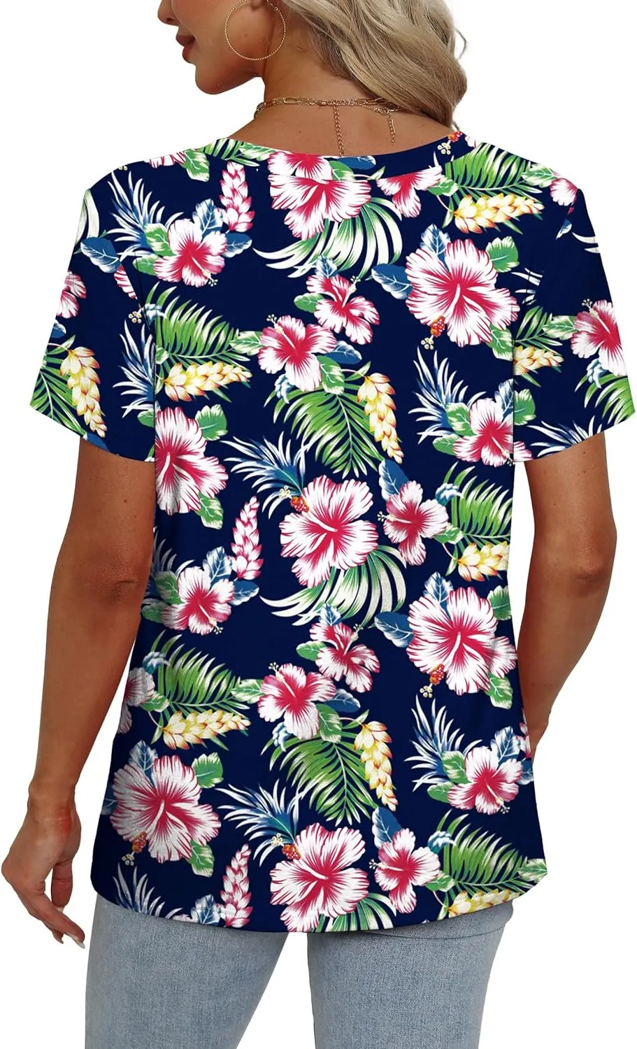 Alaroo Womens Summer Tops 2025 V Neck Short Sleeve Shirts Trendy Dressy Casual Vacation Outfits Printed
