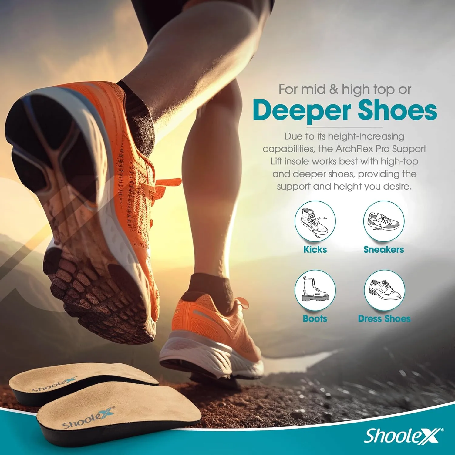 ArchFlex Pro 3/4 IAdjustable Height Increase Arch Support Insert Heel Cushion All in one Medium