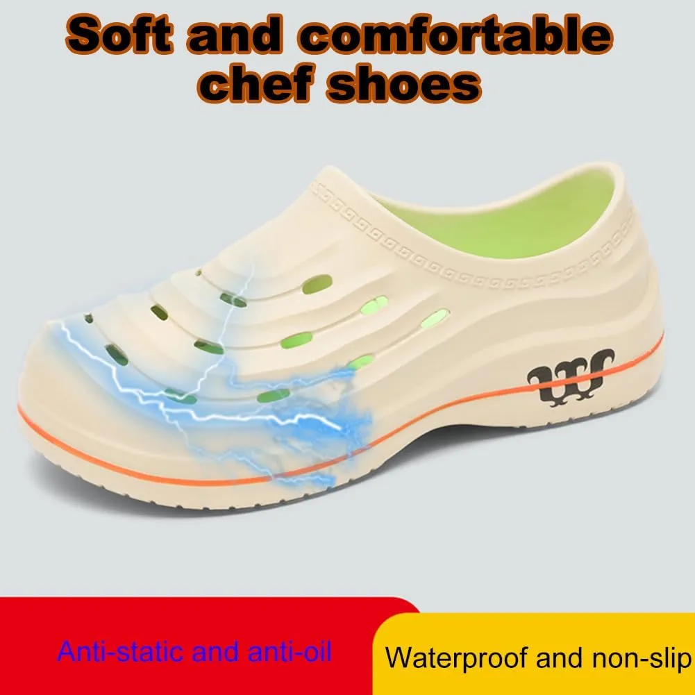 Armadillo Chef Shoes - Women's Kitchen Garden Nurse Shoes, Non-Slip, Comfortable, Waterproof, Oil Resistant, Black, Size 5.5