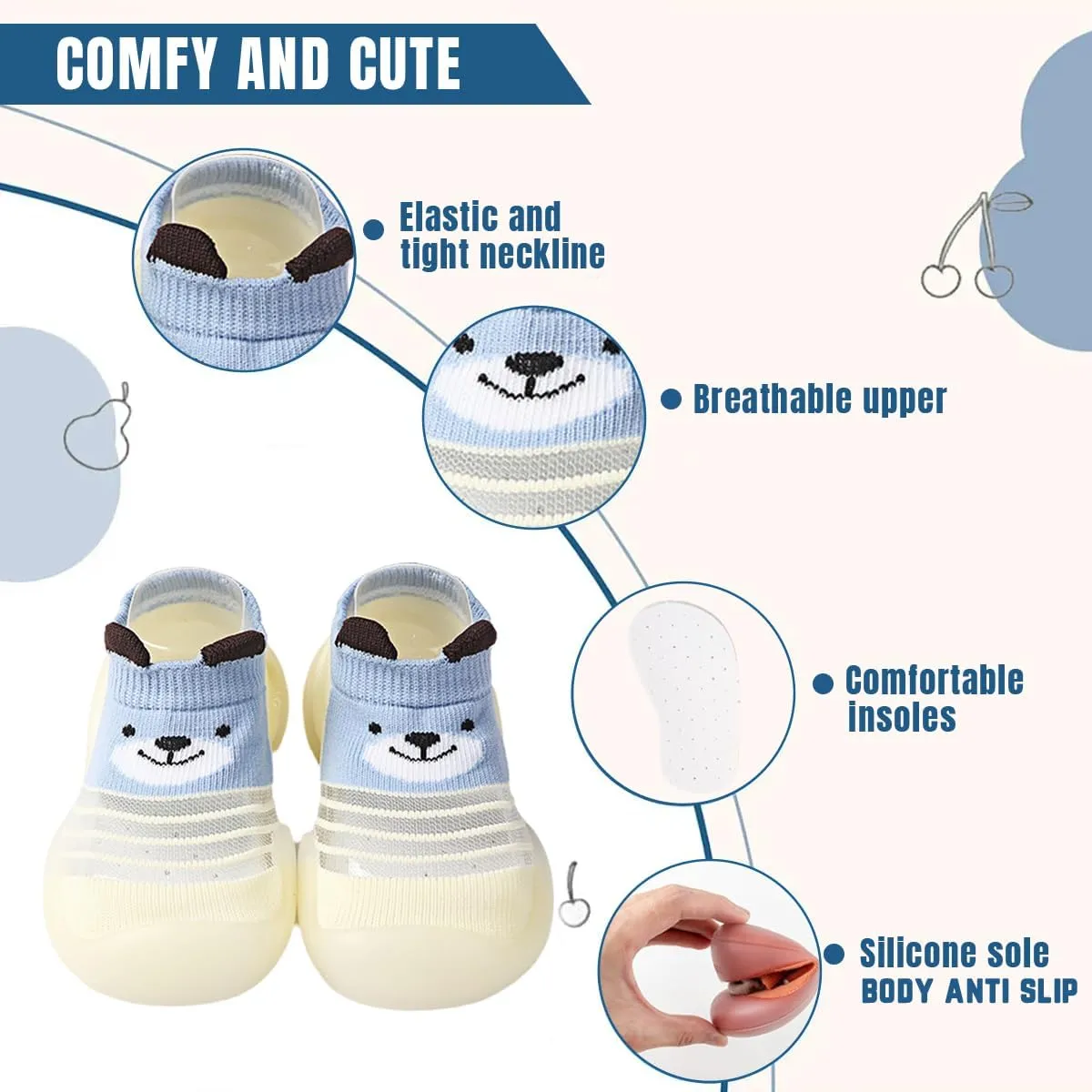 Baby Sock Shoes Boys Girls First Walking Shoes Non Slip Lightweight Toddler Infant Indoor Outdoor