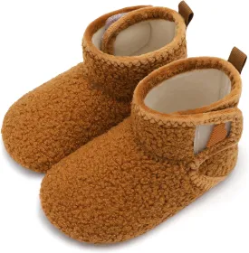 BARERUN Toddler Slippers Girls Boys House Shoes Baby Winter Booties Plush Cozy Kids House Slipper Warm Lightweight Infant Walking Shoes Socks