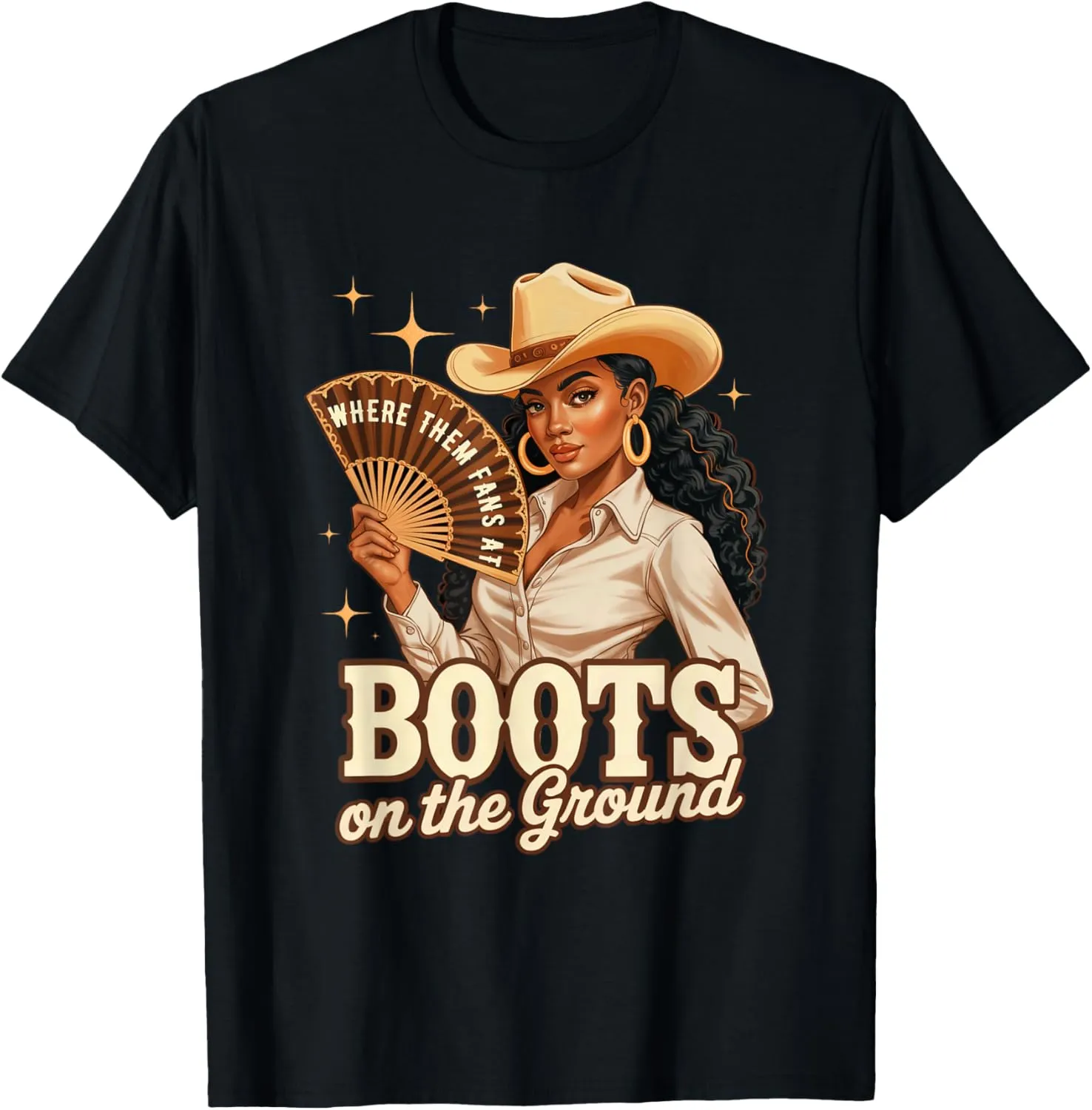 Boots On Ground Juneteenth Melanin Cowgirl Western Rodeo T-Shirt