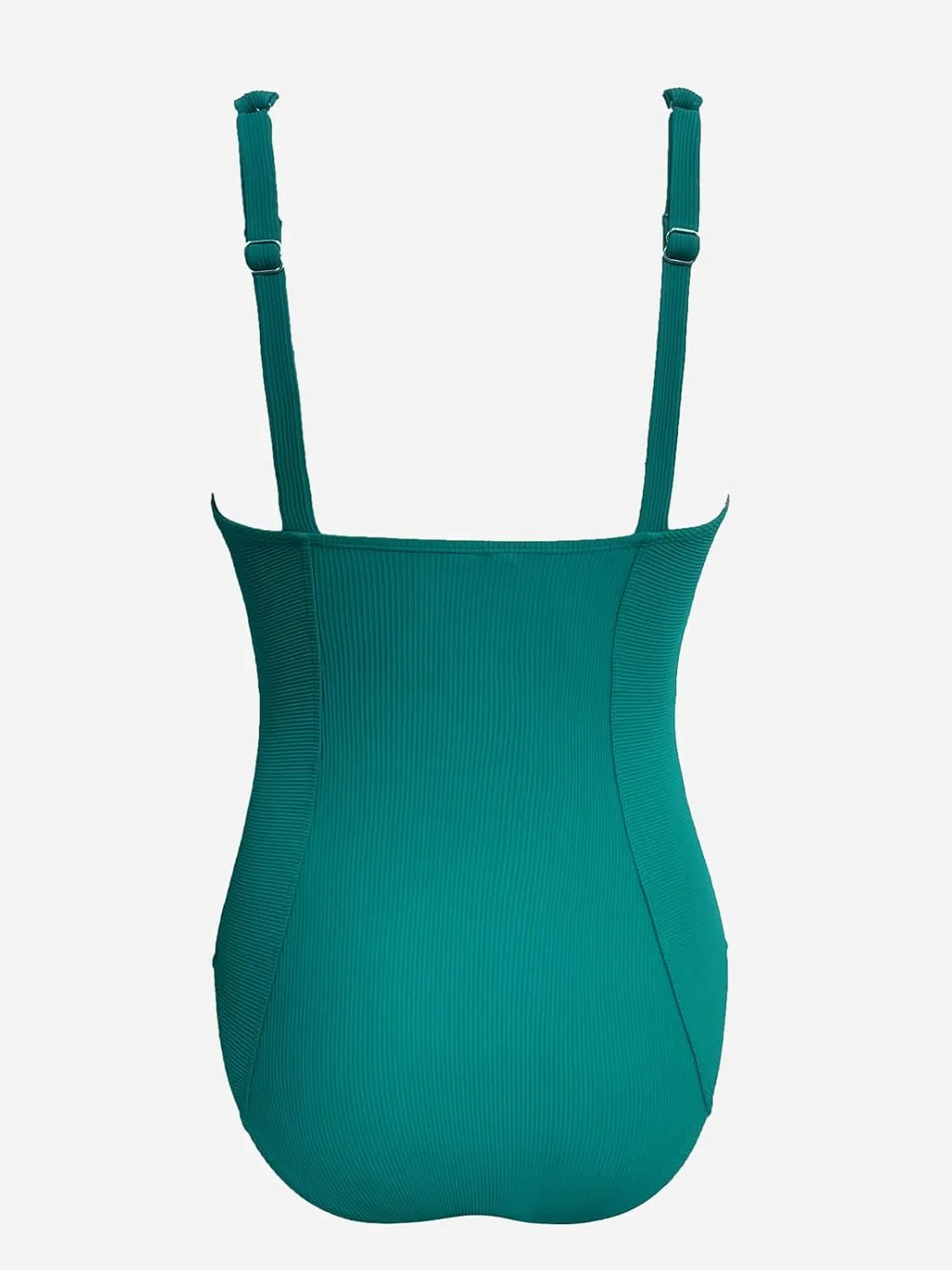 CUPSHE Women's One Piece Swimsuit Plunging V Neck Bathing Suit Wide Adjustable Straps O Ring Ribbed Swimwear