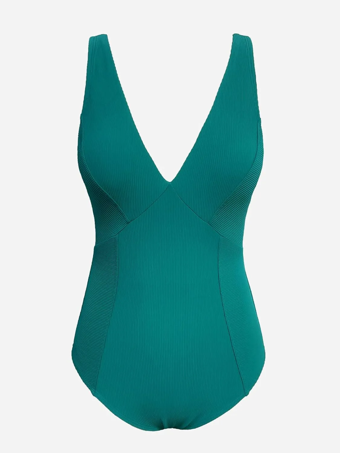 CUPSHE Women's One Piece Swimsuit Plunging V Neck Bathing Suit Wide Adjustable Straps O Ring Ribbed Swimwear