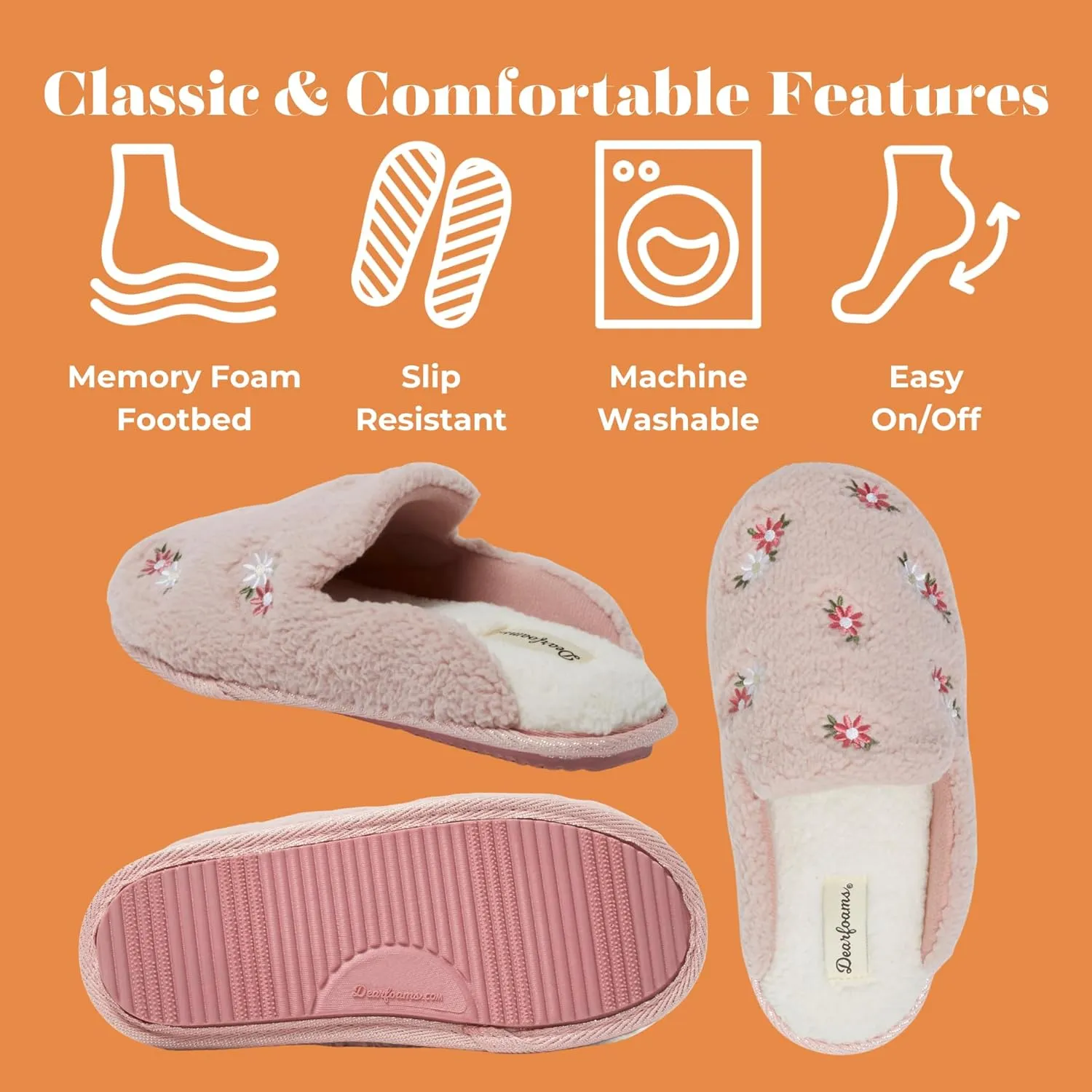 Dearfoams Women's Fuzzy Mom Easter Valentines Mothers Day Slippers