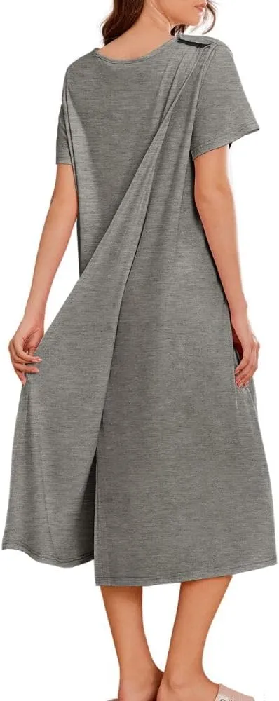 Deyeek Open Back Hospital Gowns for Women Post Shoulder Surgery Dress Adaptive Clothing Night Robes for Spinal Recovery