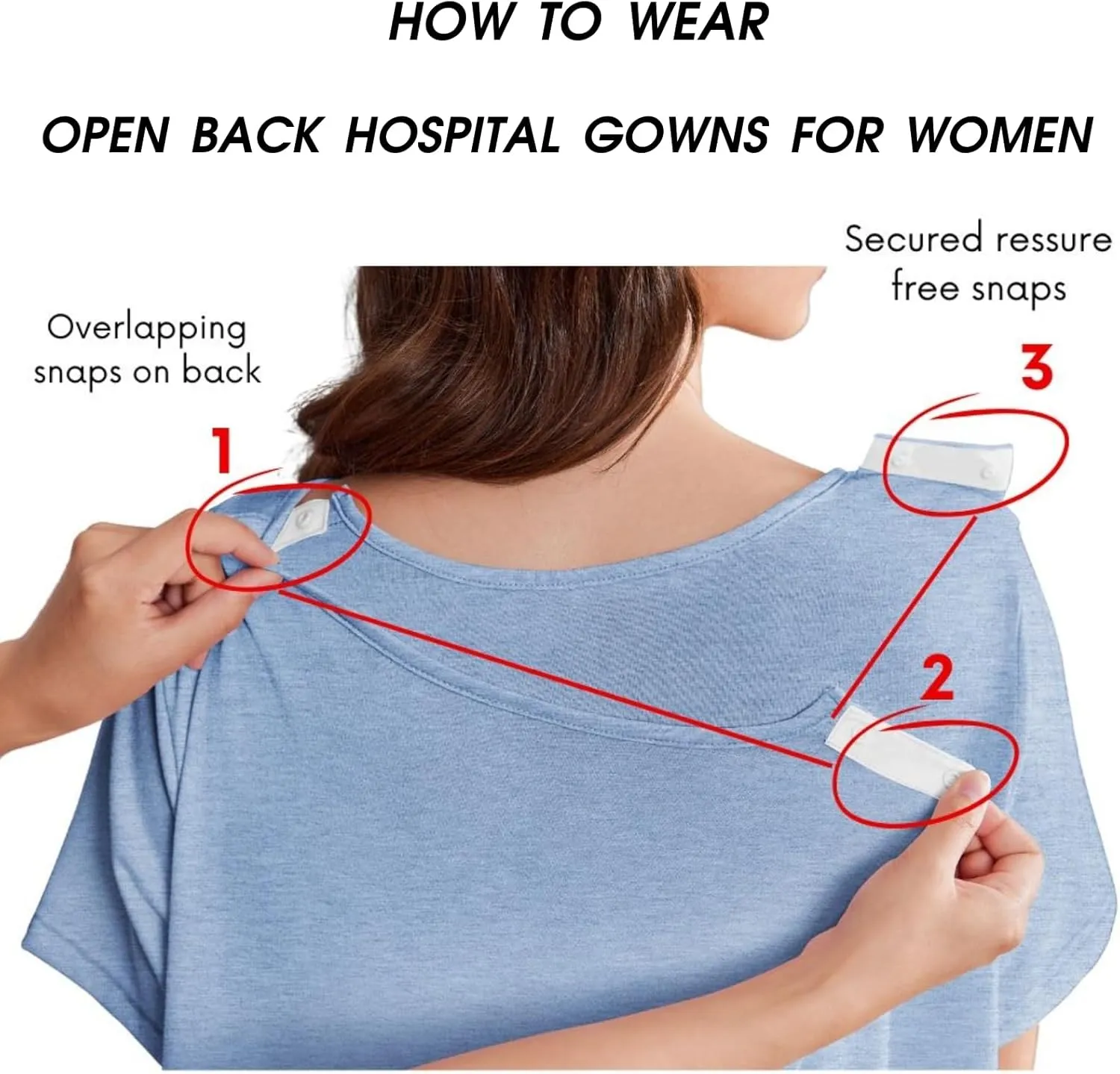 Deyeek Open Back Hospital Gowns for Women Post Shoulder Surgery Dress Adaptive Clothing Night Robes for Spinal Recovery