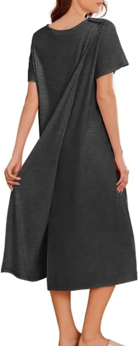 Deyeek Open Back Hospital Gowns for Women Post Shoulder Surgery Dress Adaptive Clothing Night Robes for Spinal Recovery