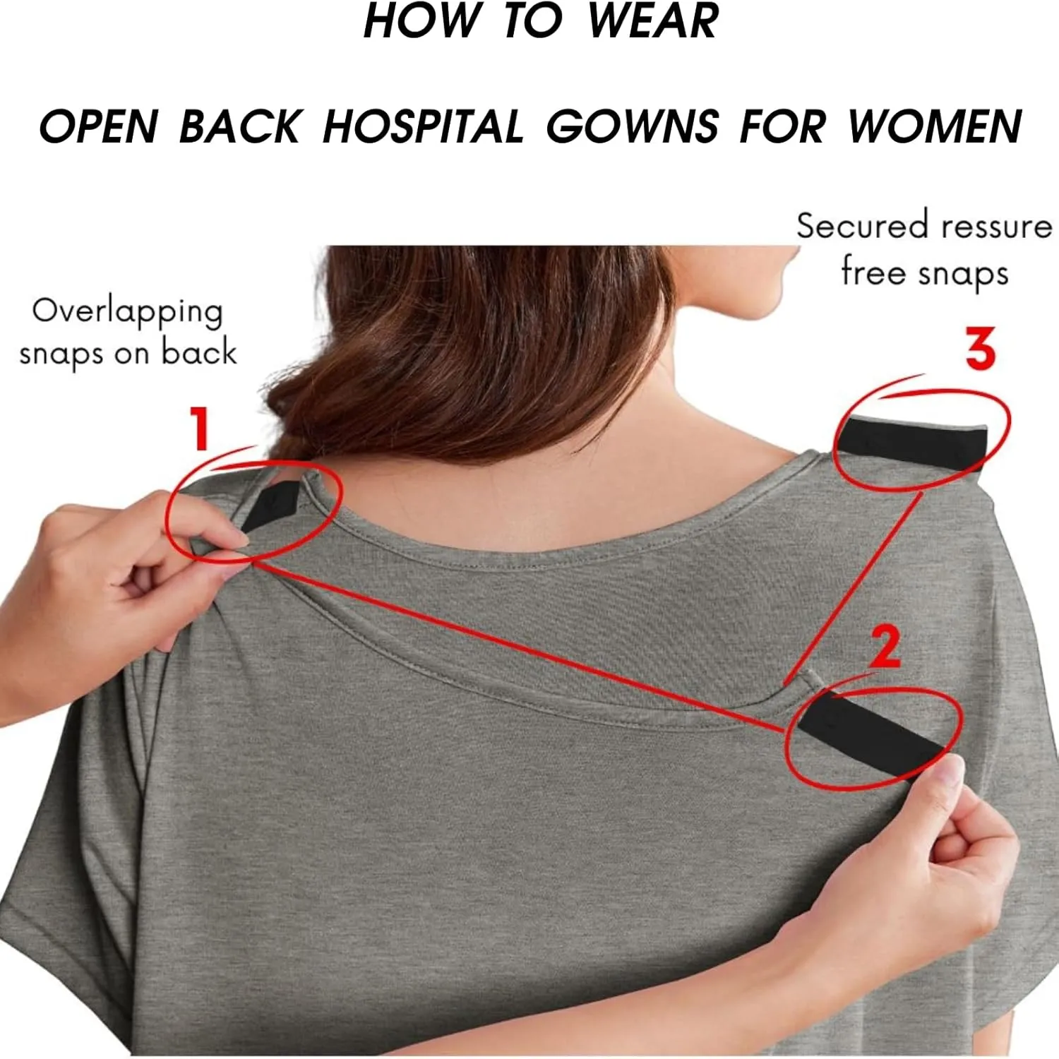 Deyeek Open Back Hospital Gowns for Women Post Shoulder Surgery Dress Adaptive Clothing Night Robes for Spinal Recovery