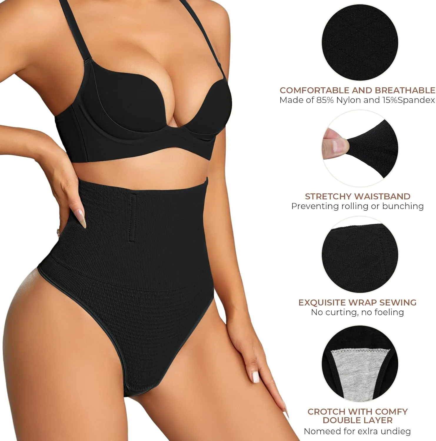 Dulchany Thong Shapewear Tummy Control Underwear for Women Seamless Body Shaper Panties
