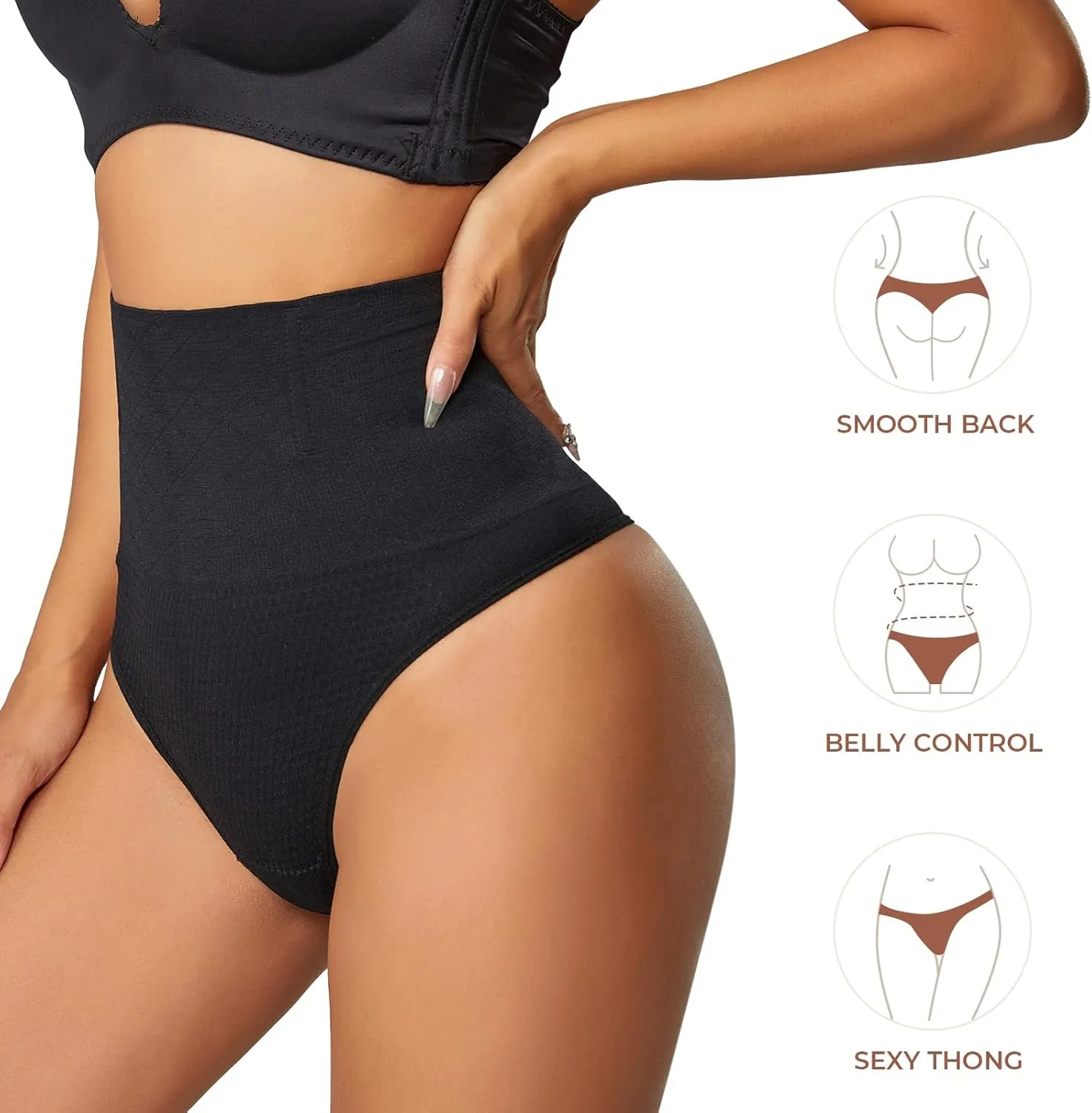 Dulchany Thong Shapewear Tummy Control Underwear for Women Seamless Body Shaper Panties