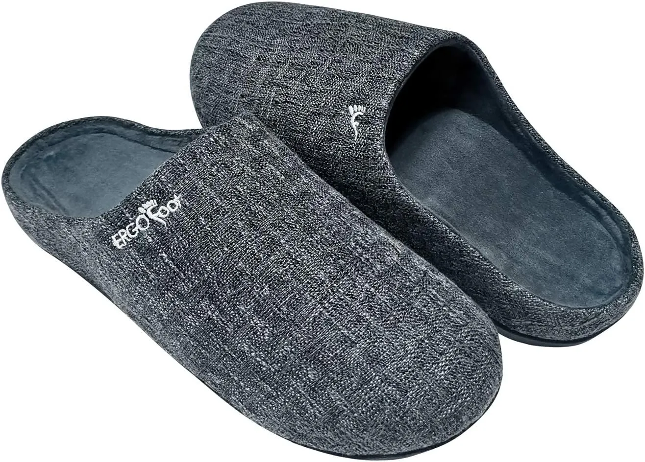 ERGOfoot Orthotic Slippers with Arch Support for Plantar Fasciitis Pain Relief, Comfortable Orthopedic Clog House Shoes with Indoor Outdoor Anti-Skid Rubber Sole
