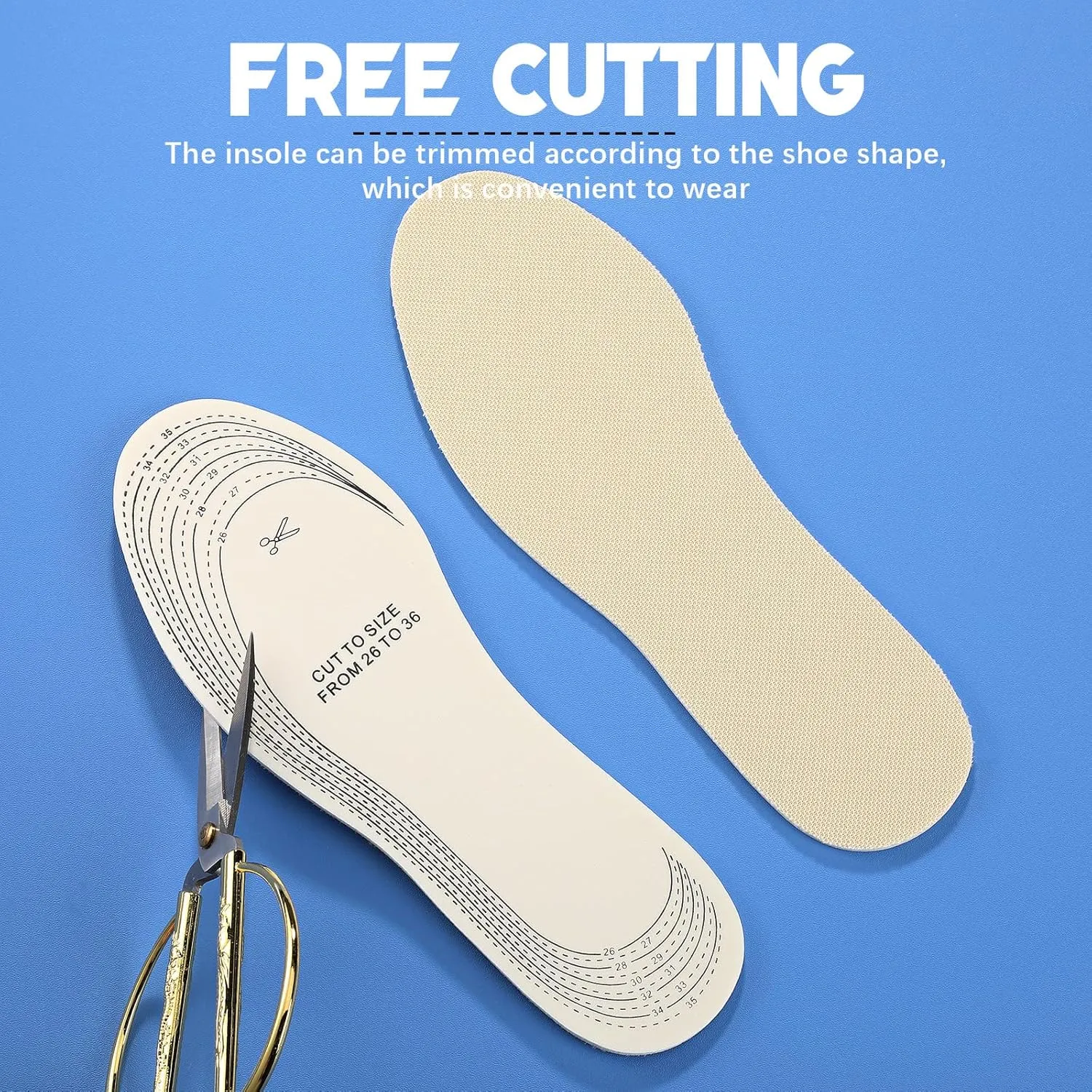 Eurzom 2 Pairs Kids Insoles Shoe Inserts Children Memory Sponge Insoles Washable Replacement Breathable Latex, Cutting Size Soft Women Toddler Shoe Filler for Spring Summer(Beige)