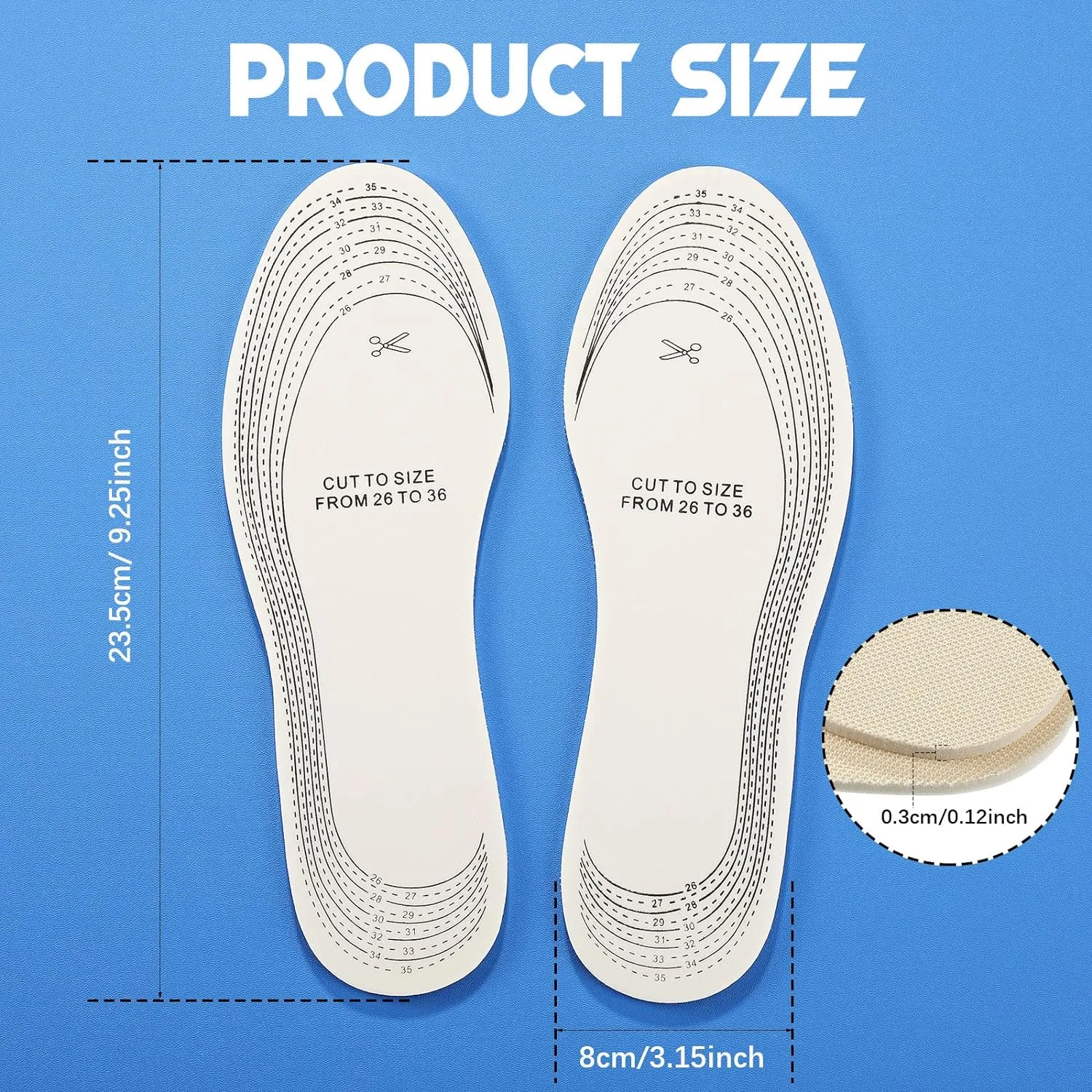 Eurzom 2 Pairs Kids Insoles Shoe Inserts Children Memory Sponge Insoles Washable Replacement Breathable Latex, Cutting Size Soft Women Toddler Shoe Filler for Spring Summer(Beige)
