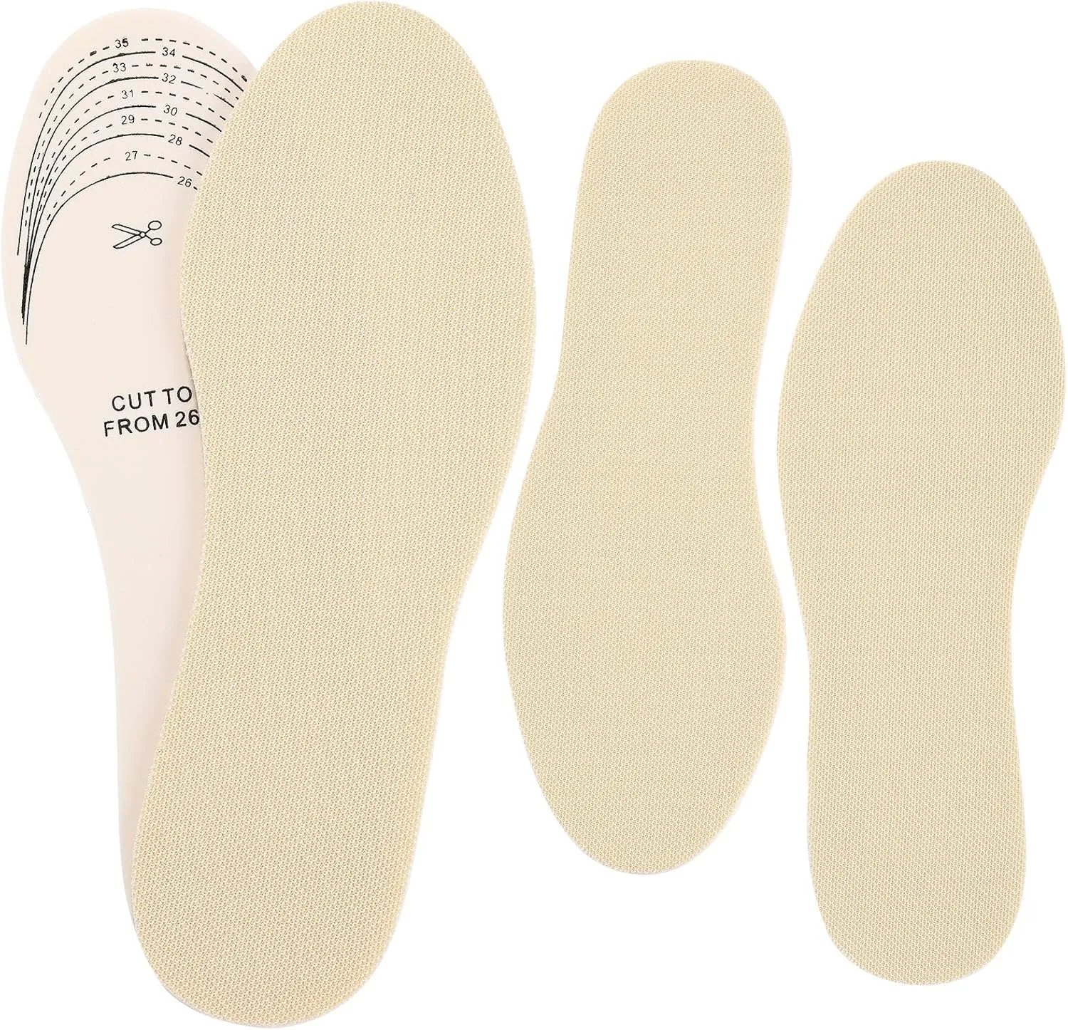 Eurzom 2 Pairs Kids Insoles Shoe Inserts Children Memory Sponge Insoles Washable Replacement Breathable Latex, Cutting Size Soft Women Toddler Shoe Filler for Spring Summer(Beige)
