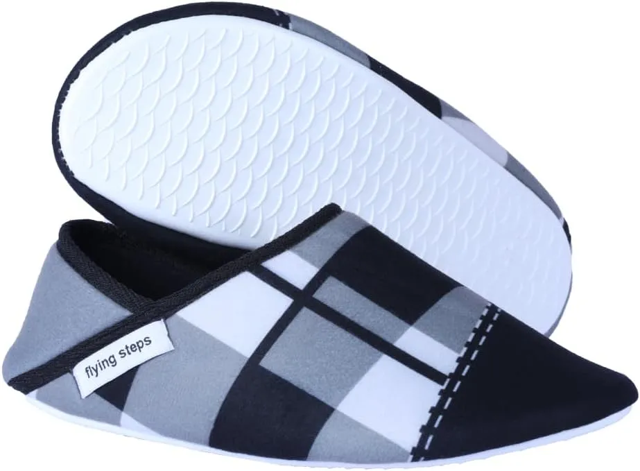Flyingsteps Slippers for Men, Home Shoes, Non-Slip Sole, Warm and Comfortable, Plush Lining, Suitable for Bedroom, Bathroom, Living Room