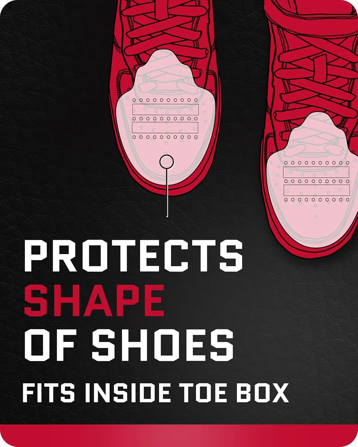FORCEFIELD Shoe Crease Preventer - Foam Crease Protector for Shoes & Boots - Fits Inside Toe Box, Prevents Creasing - Adhesive Strips for Secure Fit - Fits Kids Size 4-7, Womens 5-12, Mens 8 