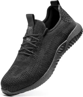 Furuian Steel Toe Shoes for Men Women Comfortable Non Slip Men's Safety Steel Toe Sneakers Industrial Warehouse Contstruction Work Shoes for Men